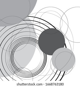Abstract Geometric Circle Pattern. Linear background in gray color. 