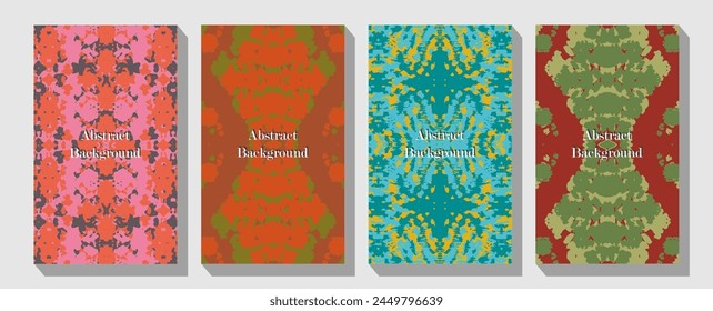 Abstract Geometric Circle Pattern Vector Design.  Set of bouquets with flowers. Interior painting.
