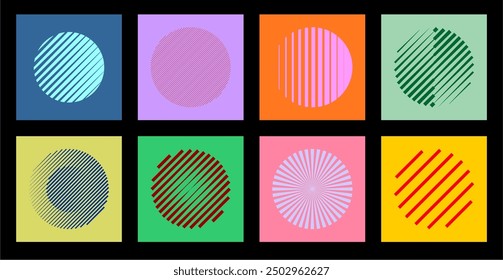 Abstract Geometric Circle Pattern Vector Design. Cool Vintage Electronic Music Album Cover. Swiss Design Print. Bauhaus Poster.