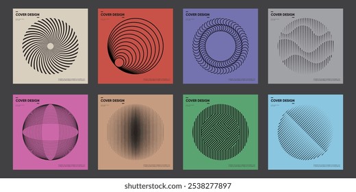 Abstract Geometric Circle Pattern Vector Design. Cool Vintage Electronic Music Album Cover. Swiss Design Print. Bauhaus Poster.