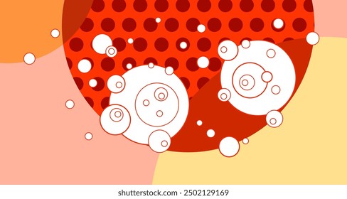 Abstractas círculo geométrico y fondo de patrón de polkadot en colores naranjas para otoño y caídas