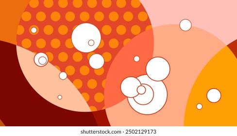Abstract Geometric circle and polkadot pattern background in orange colors for autumn and falls
