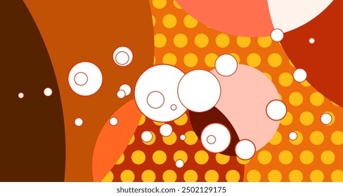 Abstractas círculo geométrico y fondo de patrón de polkadot en colores naranjas para otoño y caídas