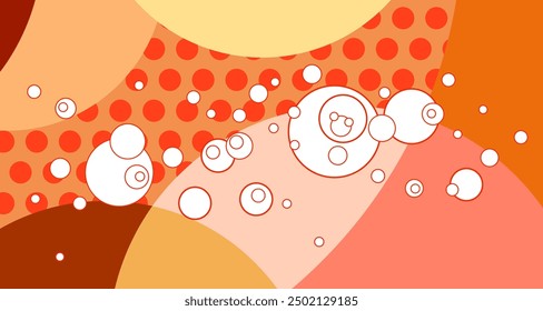 Abstract Geometric circle and polkadot pattern background in orange colors for autumn and falls
