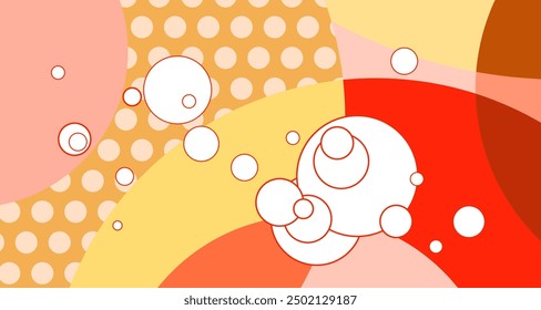 Abstract Geometric circle and polkadot pattern background in orange colors for autumn and falls