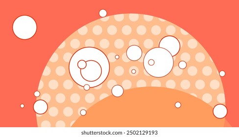 Abstract Geometric circle and polkadot pattern background in orange colors for autumn and falls