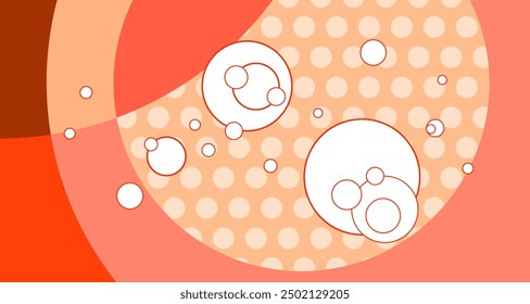 Abstract Geometric circle and polkadot pattern background in orange colors for autumn and falls