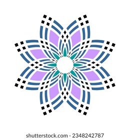 Abstract Geometric Circle Radial Pattern. Flower Icon. Vector Art.