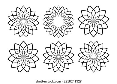 Abstract Geometric Circle Radial Patterns. Elements for Design. Vector art.