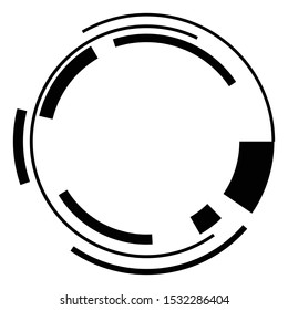 Abstract geometric circle. Sci-fi, high-tech UI circular element. Concentric, radial crosshair