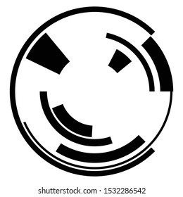 Abstract geometric circle. Sci-fi, high-tech UI circular element. Concentric, radial crosshair