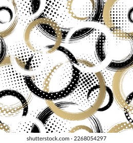 Abstract geometric circle seamless patern. Repeating geometry line. Repeated brush strokes for design prints. Fashion round stroke. Watercolour blots. Repeat watercolor sport. Vector illustration