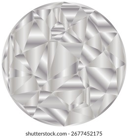 Abstract geometric circle. Silver polygonal shapes. Crystal surface Vector. Gradient low poly texture.