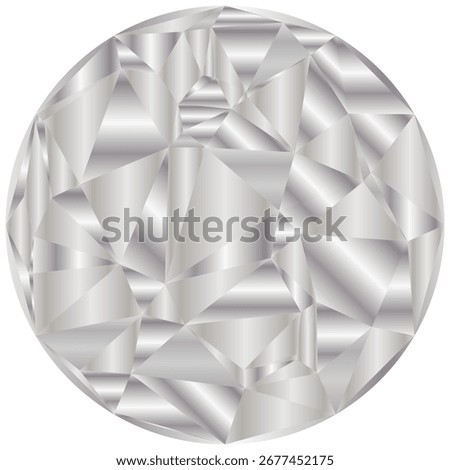 Abstract geometric circle. Silver polygonal shapes. Crystal surface Vector. Gradient low poly texture.