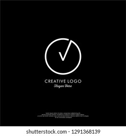 abstract geometric circle v logo letter design concept