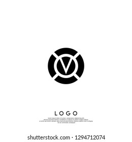 abstract geometric circle V logo letter design concept
