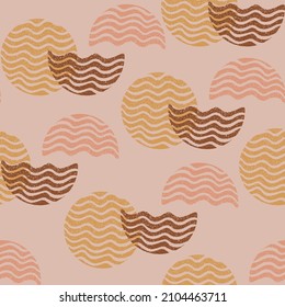 Abstract geometric circle waves pattern repeat wood carving illustration block printing design background texture. Vector illustration. Great for kids, outdoor adventure lovers and home decor projects