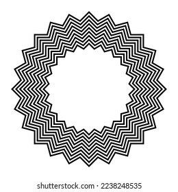 Abstract Geometric Circle Zig Zag Lines Pattern for Round Frame. Vector Art.