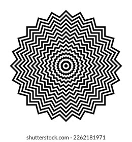 Abstract Geometric Circle Zig Zag Lines Pattern. Vector Art.