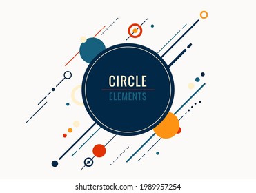 Resumen de círculos geométricos y elementos de líneas diagonales sobre fondo blanco. Ilustración del vector