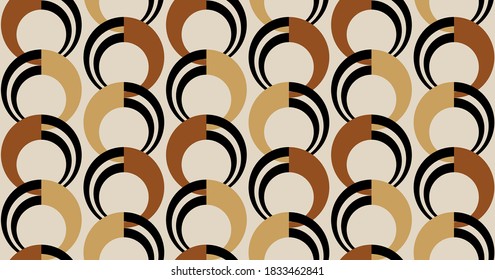 Abstrakte geometrische Kreise auf beigem Hintergrund. Vektordesign für Modedrucke und Hintergründe. EPS10-Illustration.
