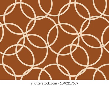 Abstract geometric circles on brown background. Vector design for fashion prints and backgrounds. 
