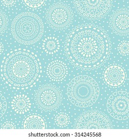 Abstract geometric circles pattern. Vector seamless floral background.