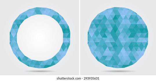 Abstract geometric circles.Polygonal circle set.Round shapes in polygonal  style.Vector illustration.