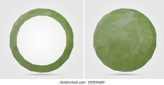 Abstract geometric circles.Polygonal circle set.Round shapes in polygonal  style.Vector illustration.