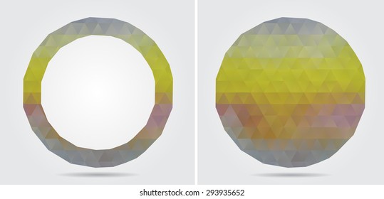 Abstract geometric circles.Polygonal circle set.Round shapes in polygonal  style.Vector illustration.