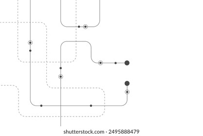 Abstract geometric Circuit connect lines and dots ,vecter ,white background, bending, Abstract background, dots and lines on a white background.
