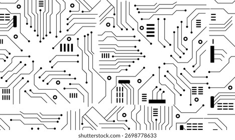 Circuito geométrico abstrato conecta linhas e pontos. Fundo gráfico de tecnologia simples. Ilustração Vetor design Tecnologia de rede e conceito de conexão.