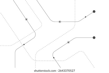 Circuito geométrico abstrato conectando linhas, inclinações e pontos, traço inclinado.