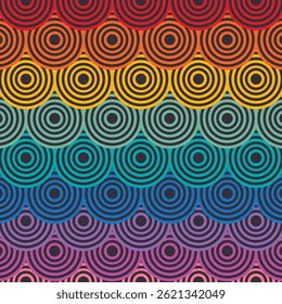 Abstract geometric circular background illustration graphic in rainbow colors