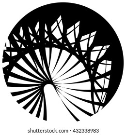 Abstract geometric circular element. Radiating irregular shape.