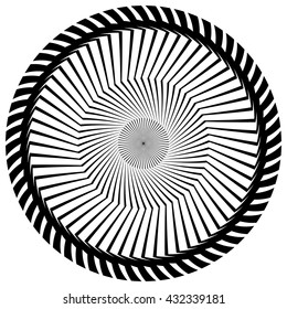 Abstract geometric circular element. Radiating irregular shape. Vector