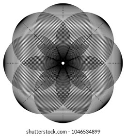 Abstract geometric circular pattern.