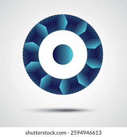 Abstract Geometric Circular Pattern with 3D Hexagonal Texture