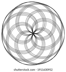 Abstract geometric circular and radial design element