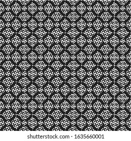 Abstract geometric classic black-white pattern of lines and circles on the background. Stock vector illustration for decoration and design, packaging, fabrics, web pages, wallpaper, wrapping paper.