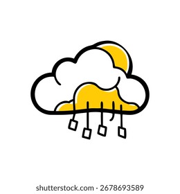 Abstract geometric cloud with data flow elements, perfect for modern digital concepts. EPS vector.