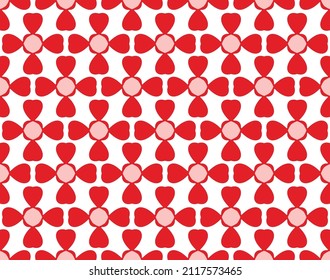 Abstract Geometric Clover Florals Retro Seamless Pattern Minimalist Trendy Colors Fashion Design Perfect for Allover Fabric Print Red Tones