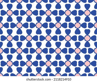 Resumen Geométrico Florals Retro Patrón sin Maravilla Color de moda Minimalista Diseño Perfecto para tela de Allover Imprimir Tonos Blancos Azules Reales