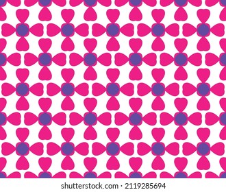 Abstract Geometric Clover Florals Retro Seamless Pattern Minimalist Trendy Colors Fashion Design Perfect for Allover Fabric Print Fuchsia Tones