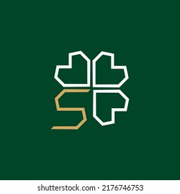 Abstract geometric clover leaf logo simple and minimalist style for brand identity