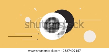 Abstract geometric coffee design with halftone style for modern art and decor