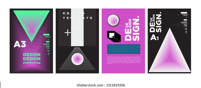 Abstract Geometric Collage Poster Design Template in Trendy vivid colors