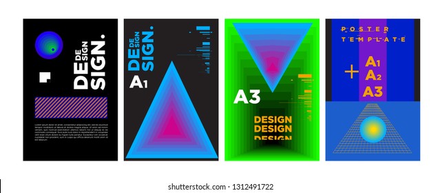 Abstract Geometric Collage Poster Design Template in Trendy vivid colors