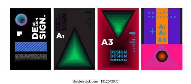 Abstract Geometric Collage Poster Design Template in Trendy vivid colors