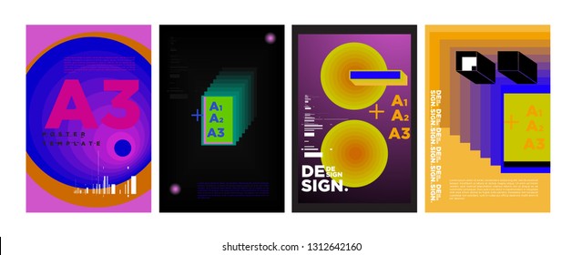 Abstract Geometric Collage Poster Design Template in Trendy vivid colors